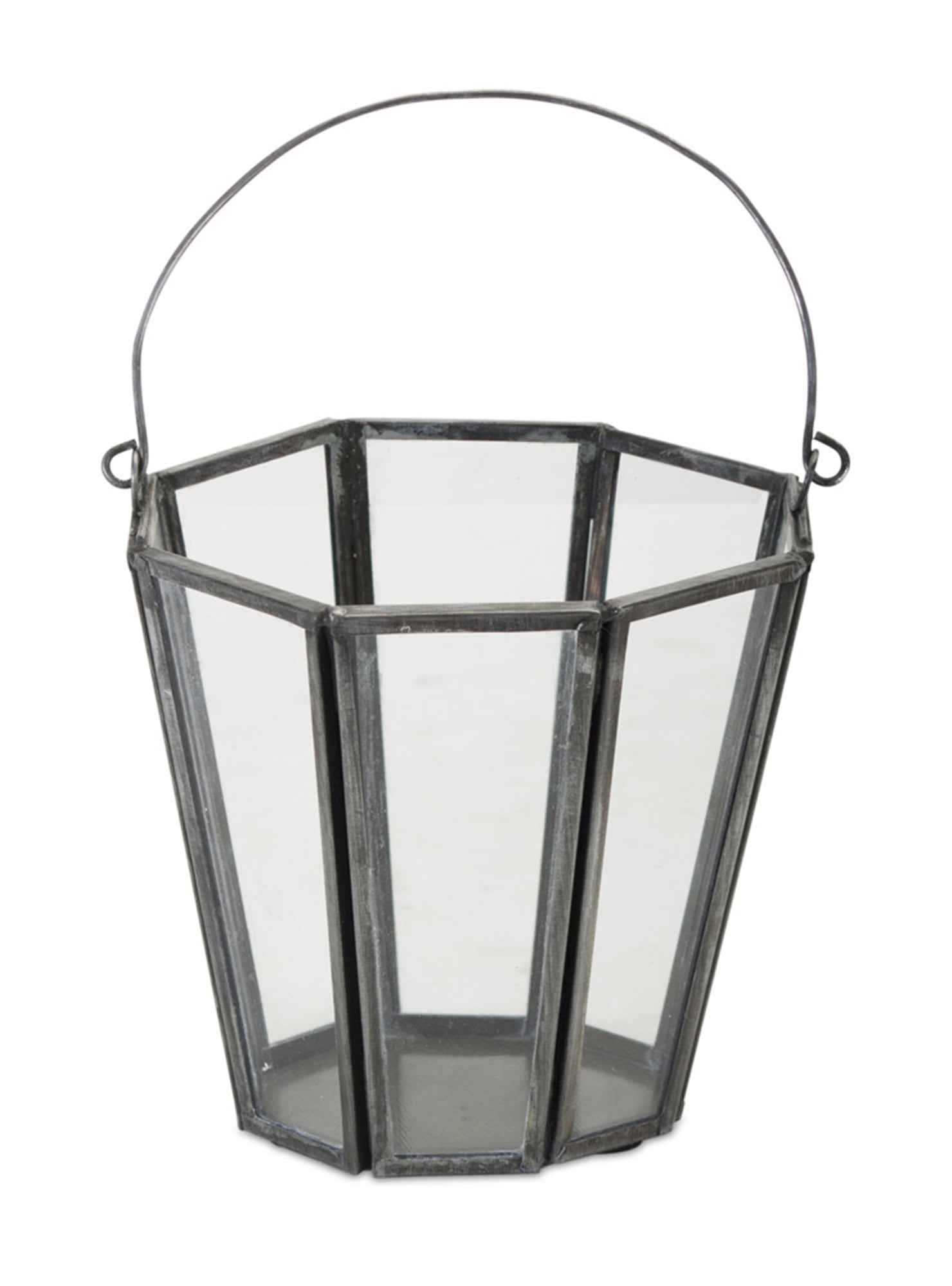 Candle Holder 4.75"D x 4.75"H Glass/Iron