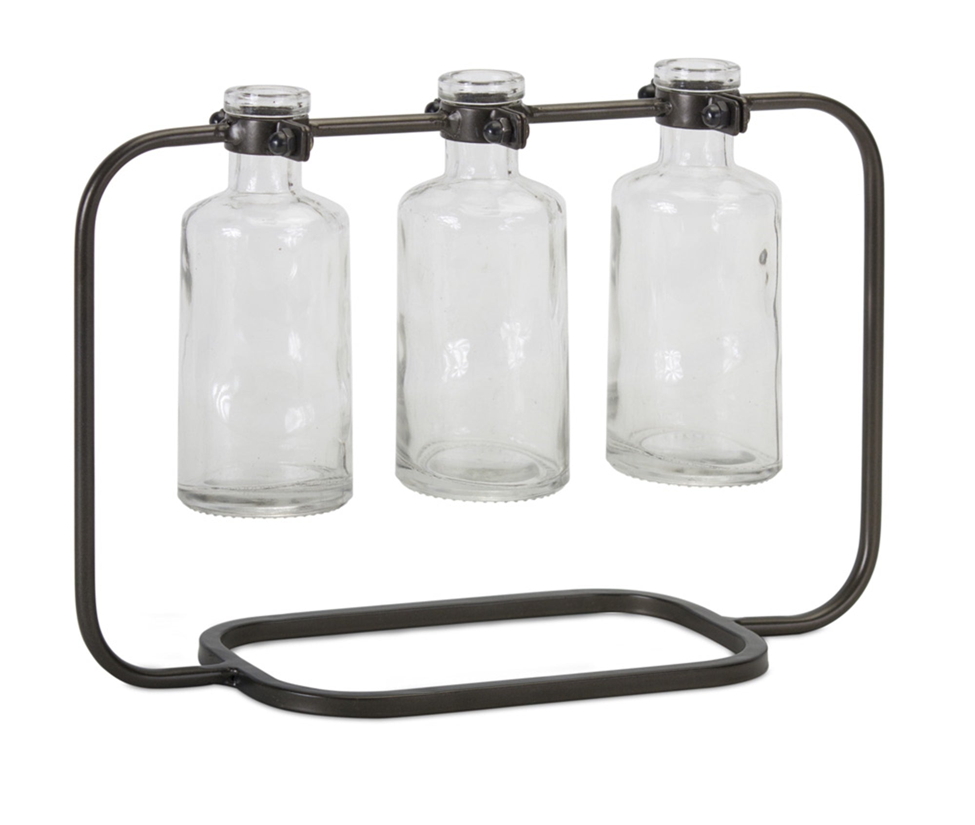 Vase In Holder 10.25"L x 7.5"H Glass/Metal