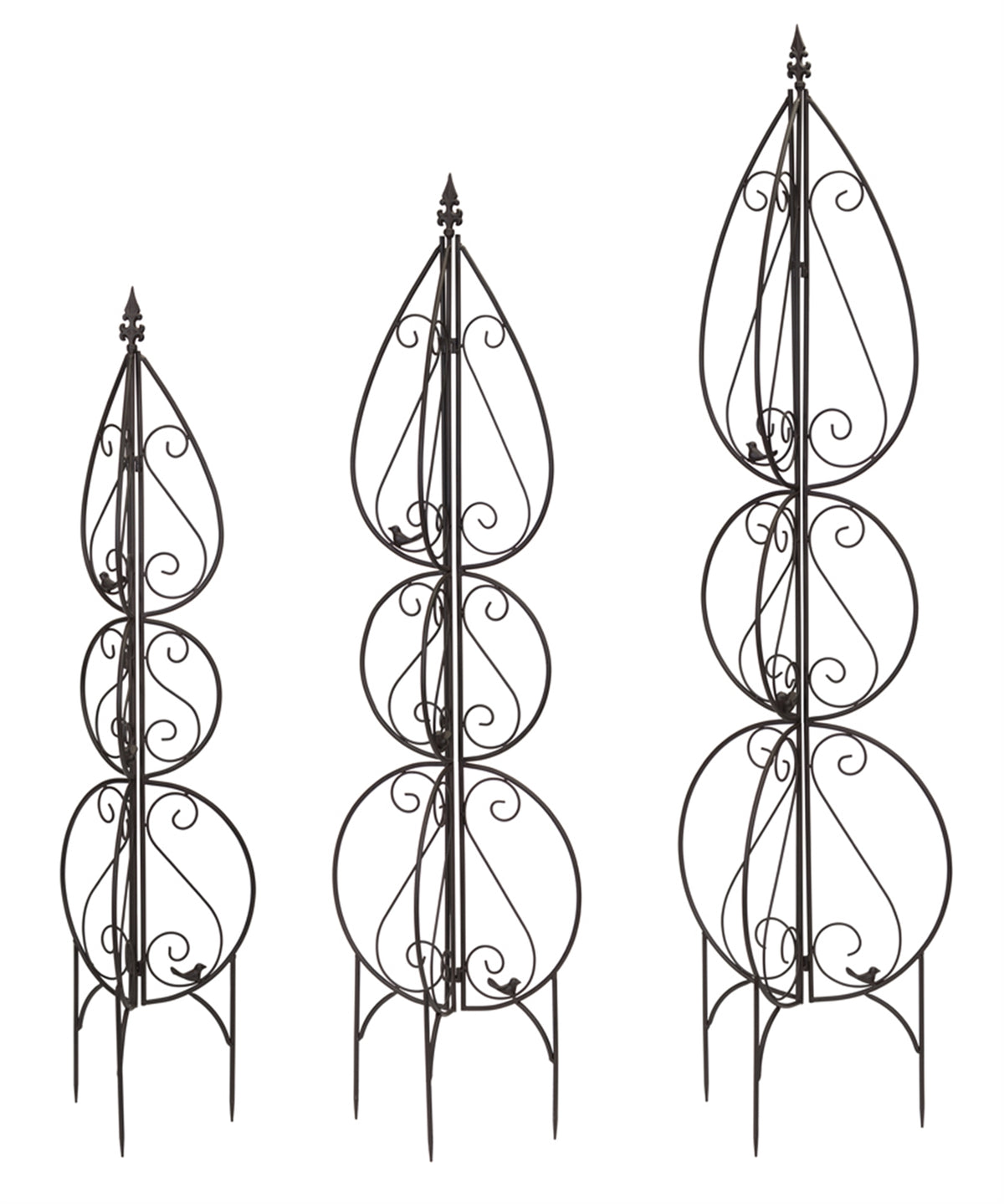 Ornate Metal Garden Trellis (Set of 3)