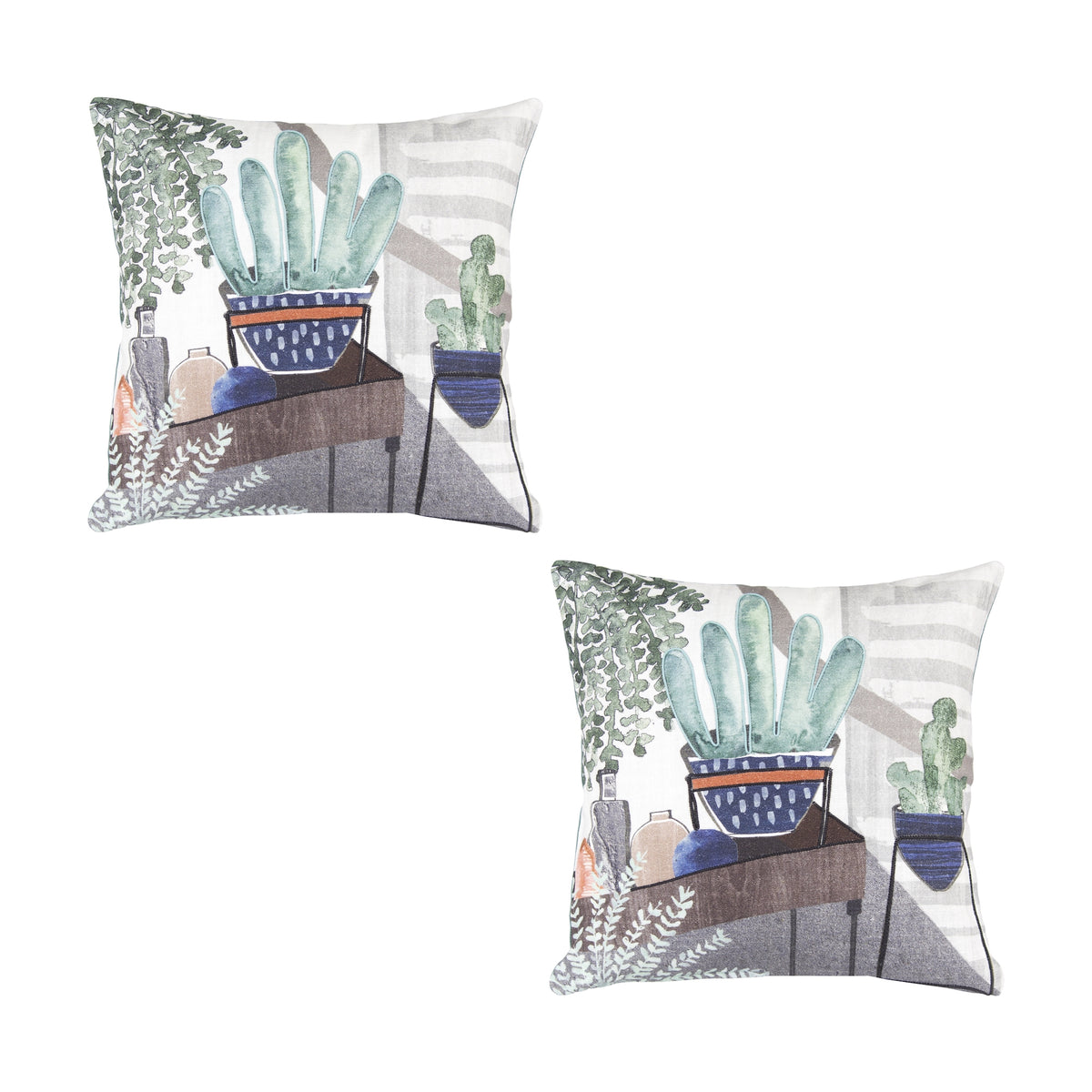Potted Plants and Foliage Pillow (S/2)