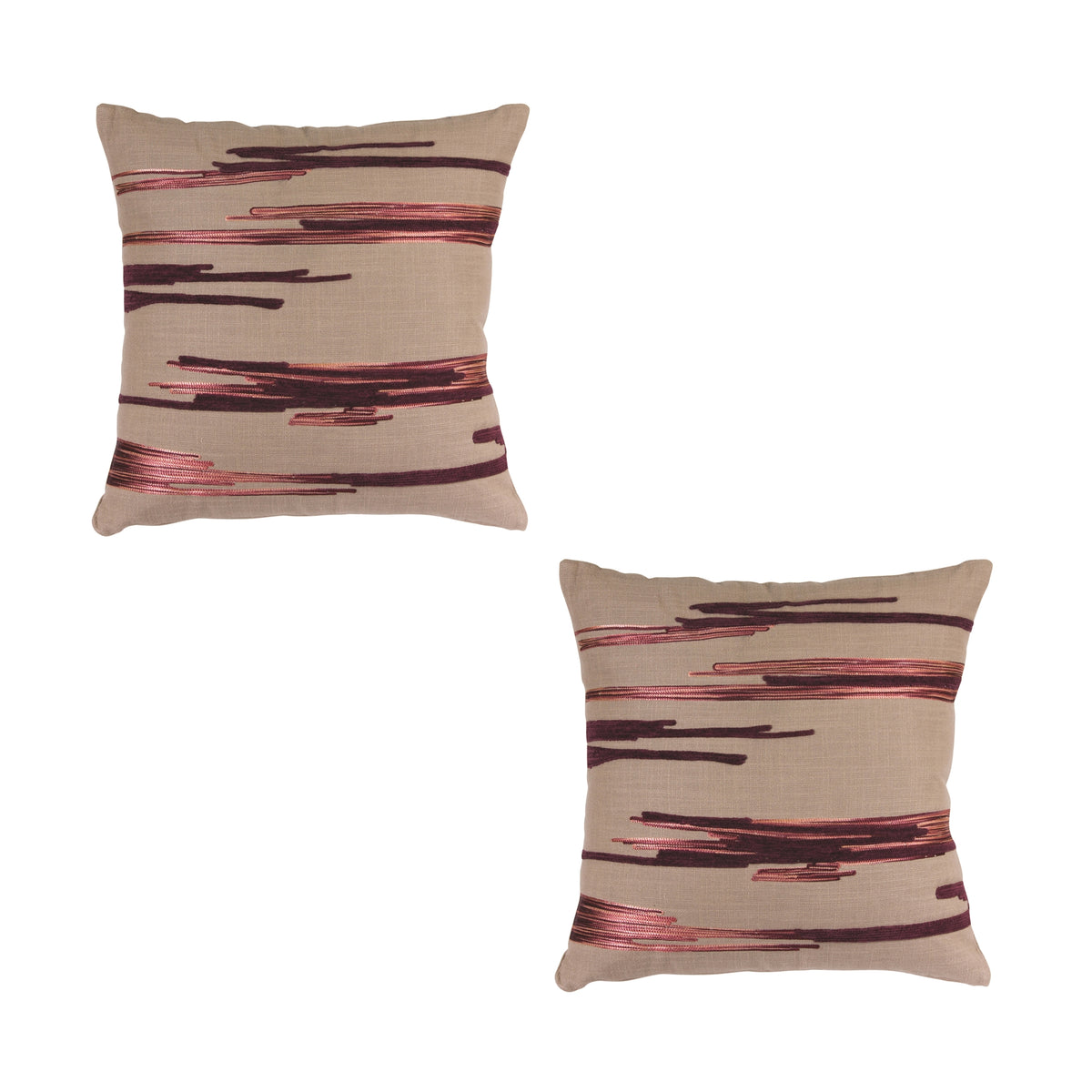 Ribbon Embroidered Cotton Pillow (S/2)