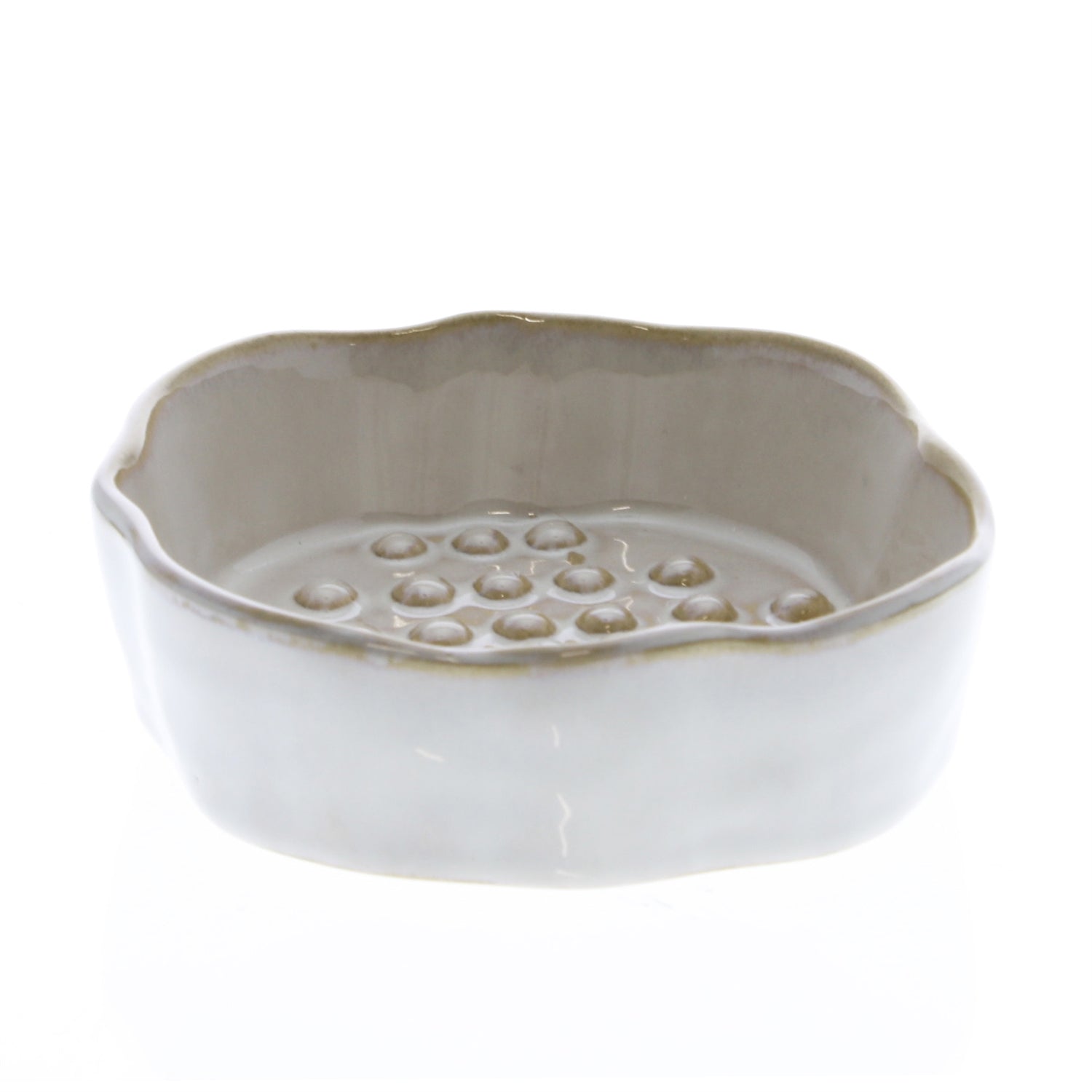 Bower Ceramic Soap Dish - Rnd - Fancy White
