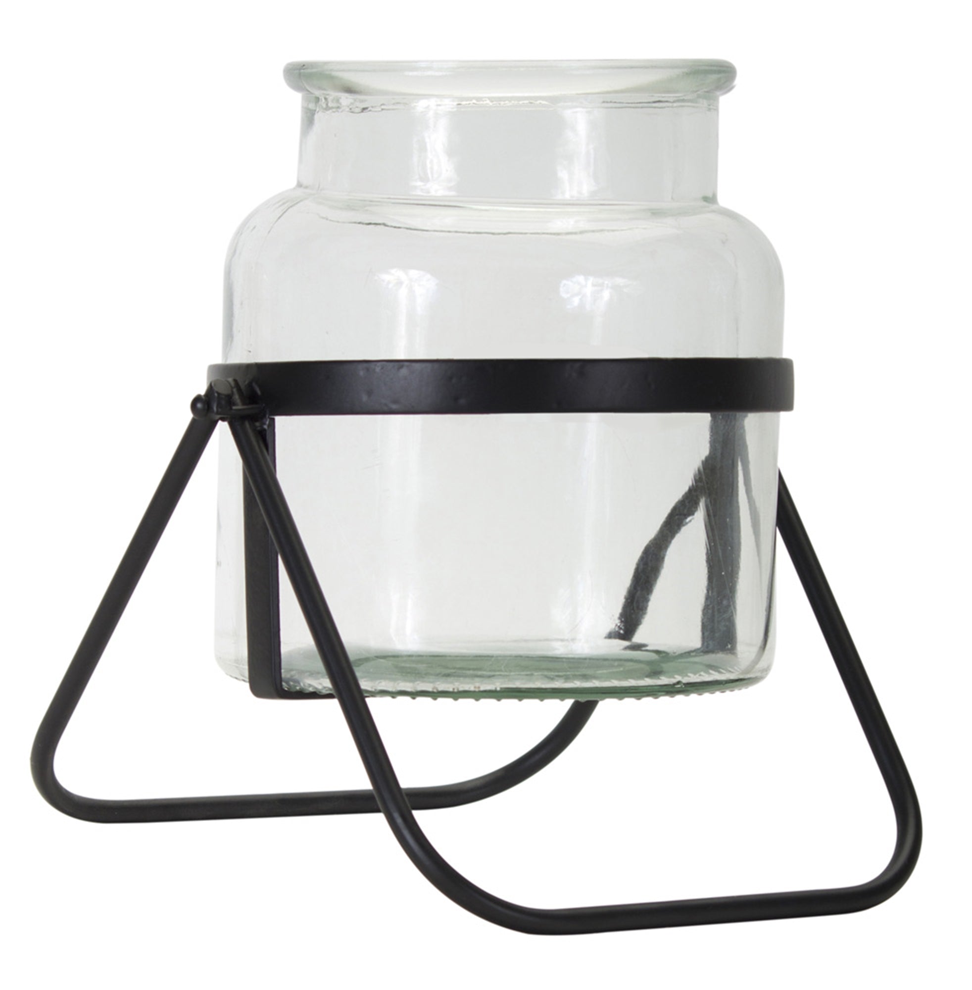 Vase In Stand 9"H Metal/Glass