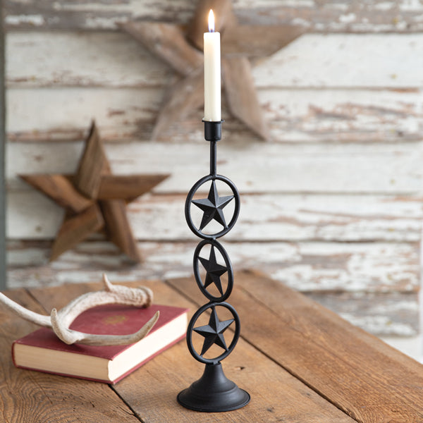 Large Western Star Taper Candle Holder