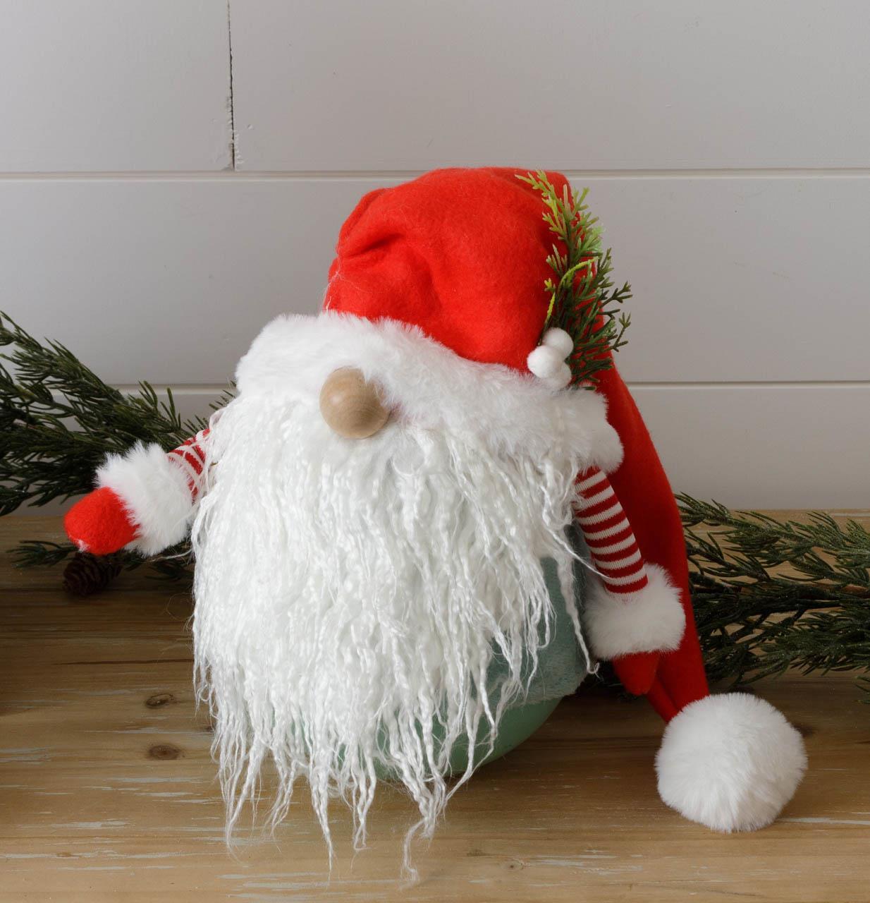Santa Gnome Tumbler, Green Body And Red Hat
