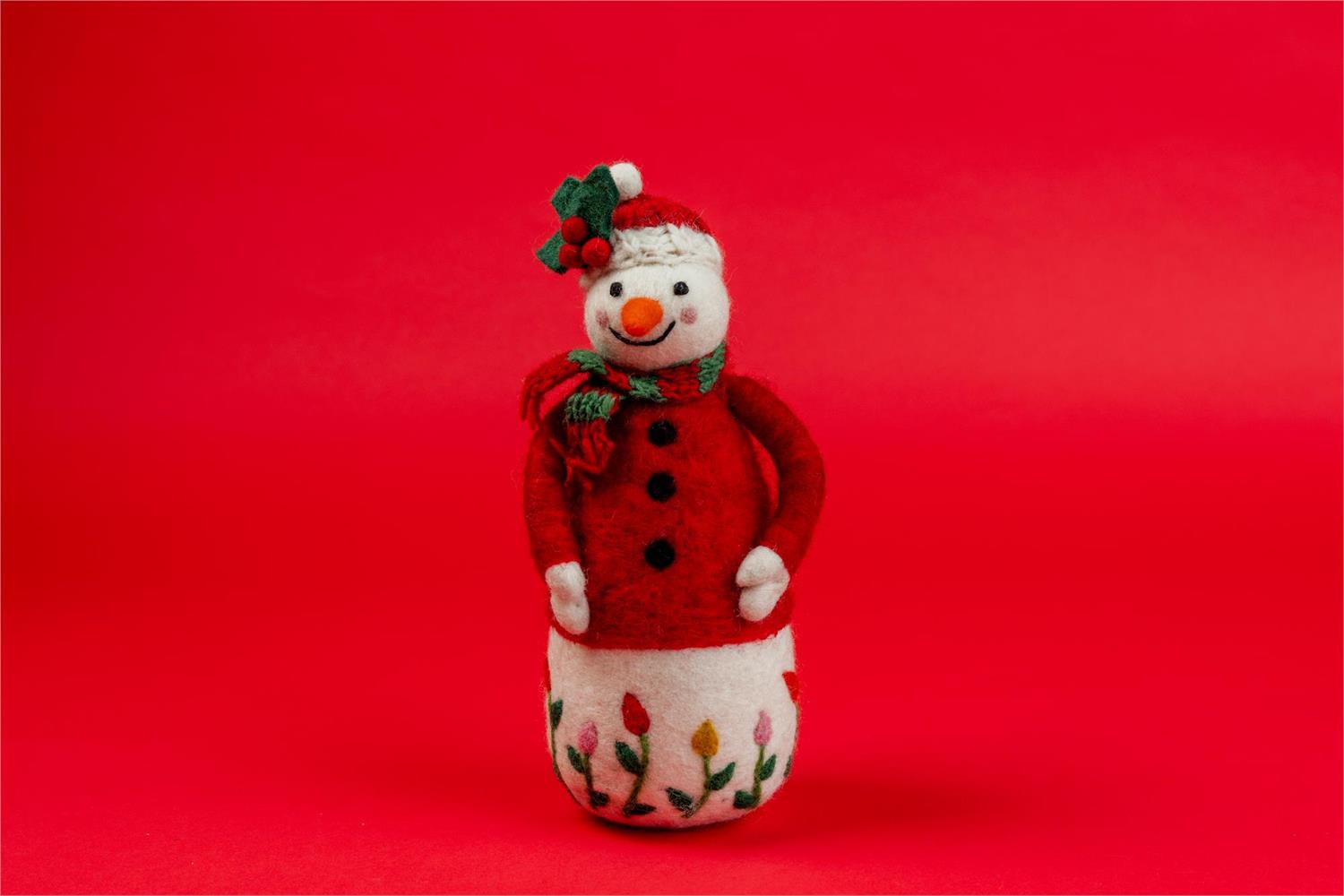 Snow Blossom Wool Snowman