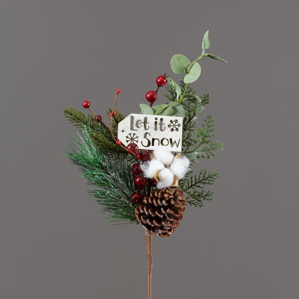 Branch - Let It Snow Tag, Cotton, Cones, Berries