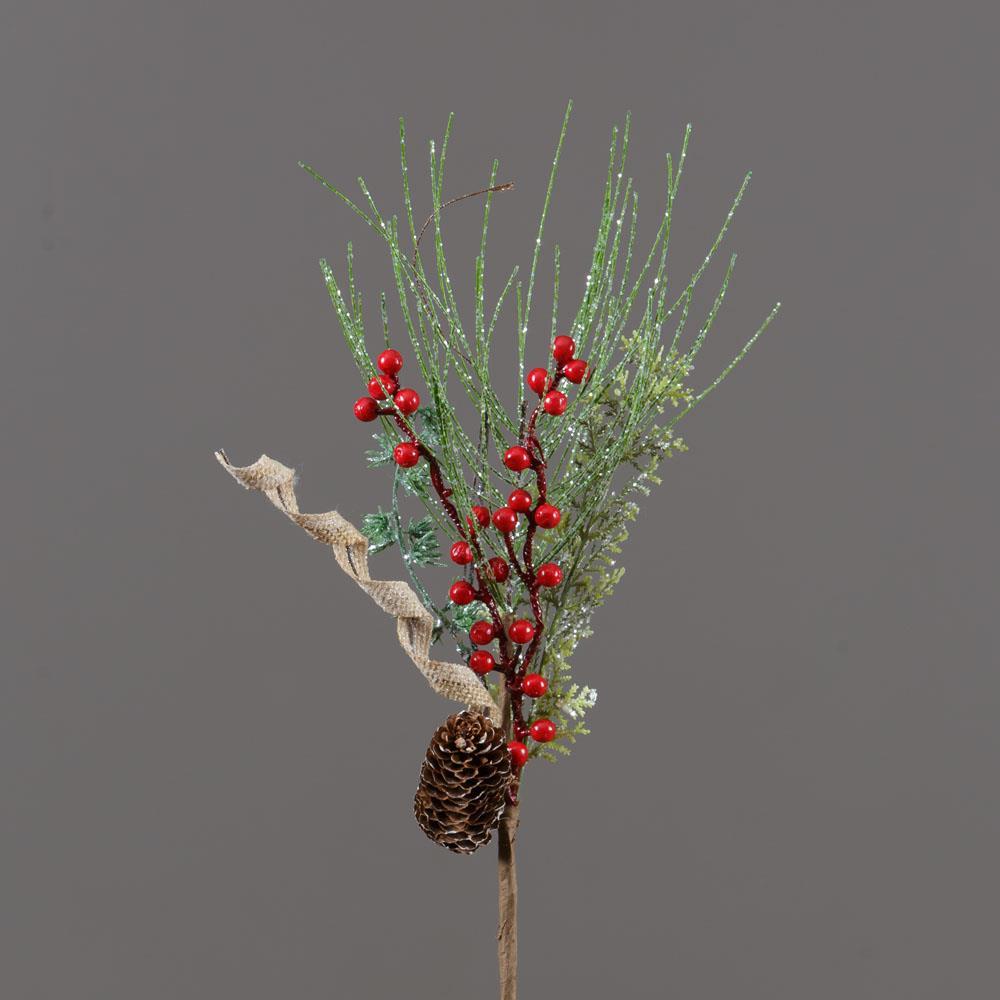 Pick - Glittered Evergreens, Berries, Pinecones, Spiraled