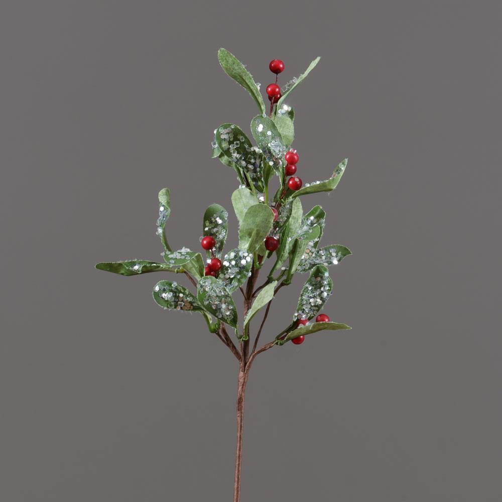 Pick - Glittered Leaves, Red Berries