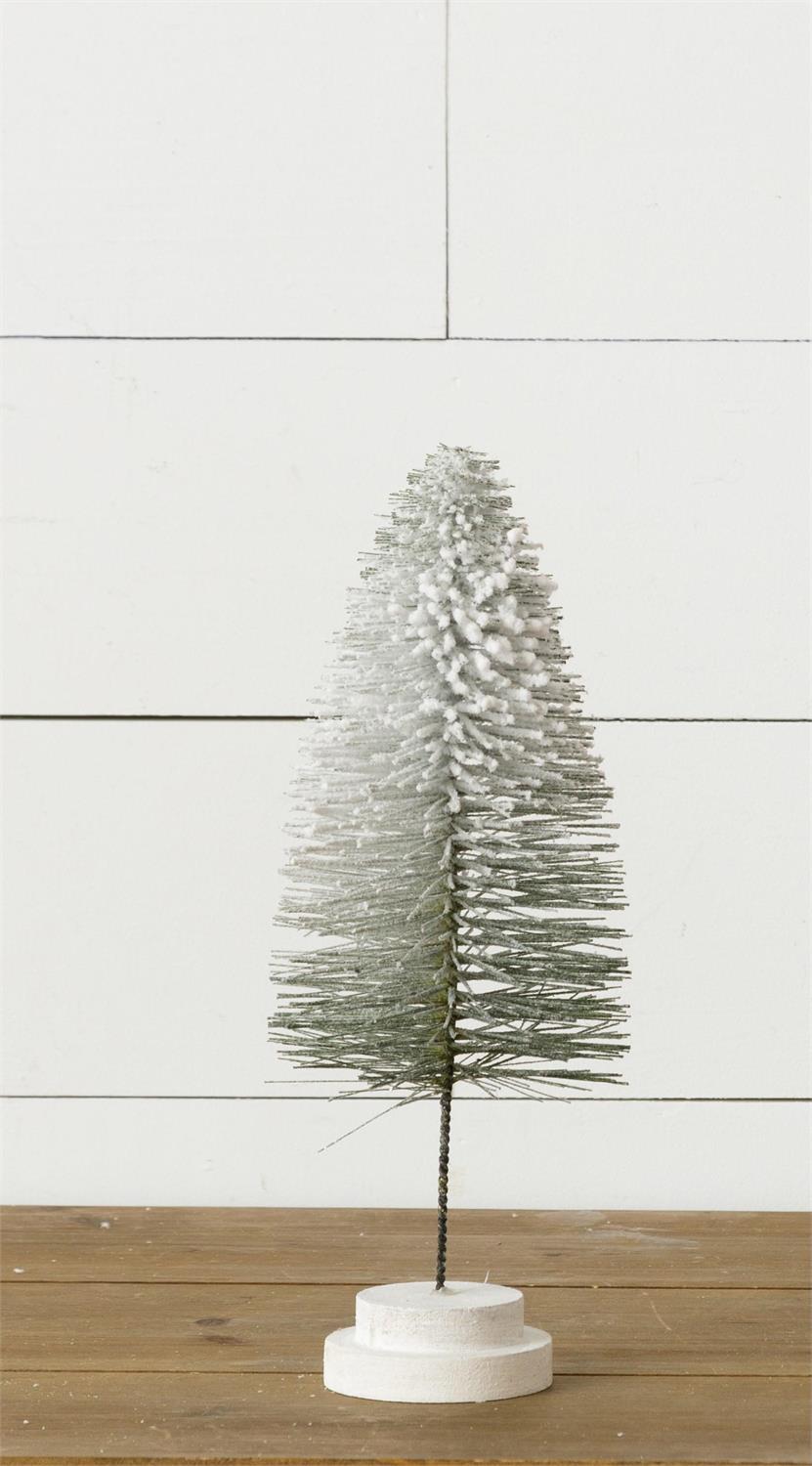 Stem Bottle Brush Tree - Flocked With Glitter, Green, Md