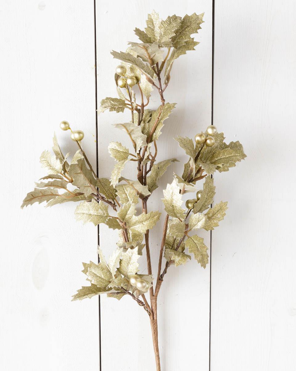 Golden Holly w/ Berries Branch