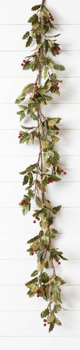 Gold Glimmer w/ Dark Red Berries Garland