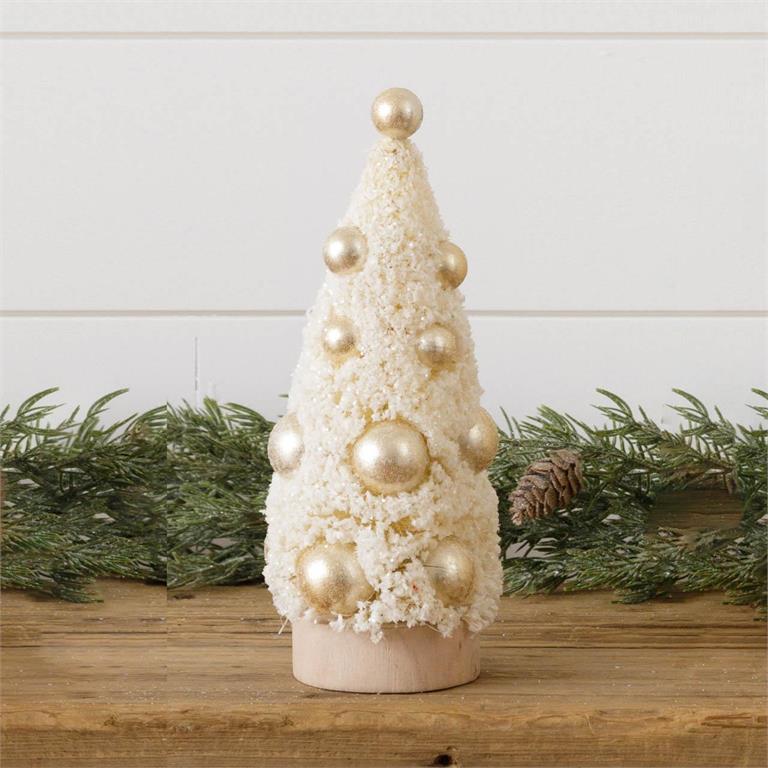 Champagne Bottle Brush Tree w/ Gold Balls (S)