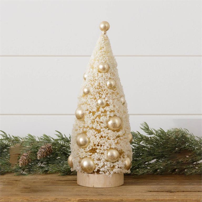 Champagne Bottle Brush Tree w/ Gold Balls (L)
