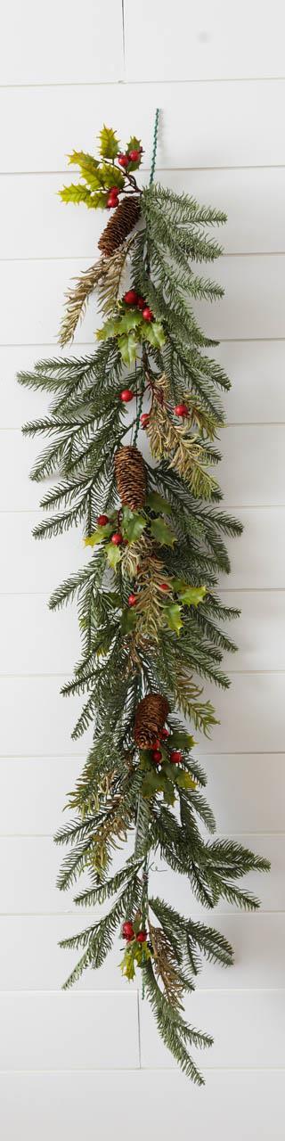 Evergreen, Holly & Berries Garland