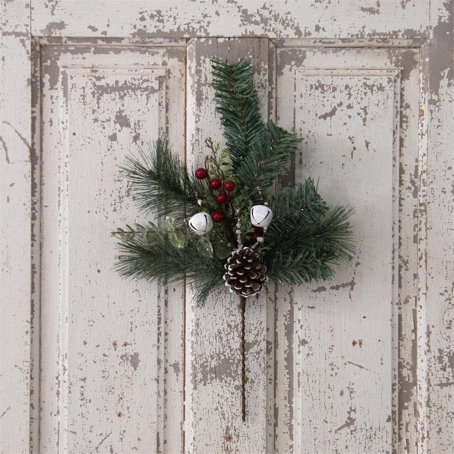 Glittered Pine w/ Berries Pick (S/2)