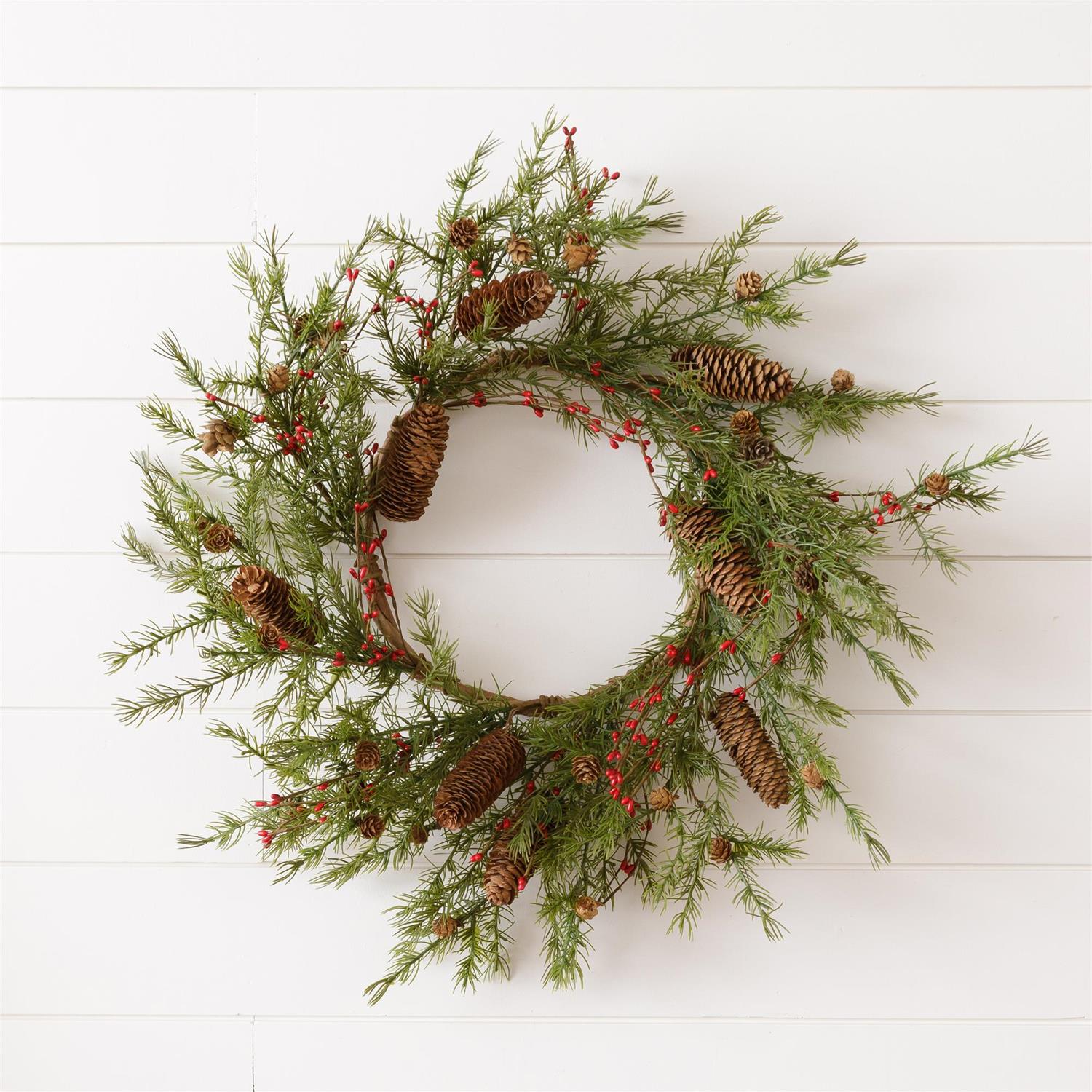 Wreath - Evergreens With Mini Cones And Berries