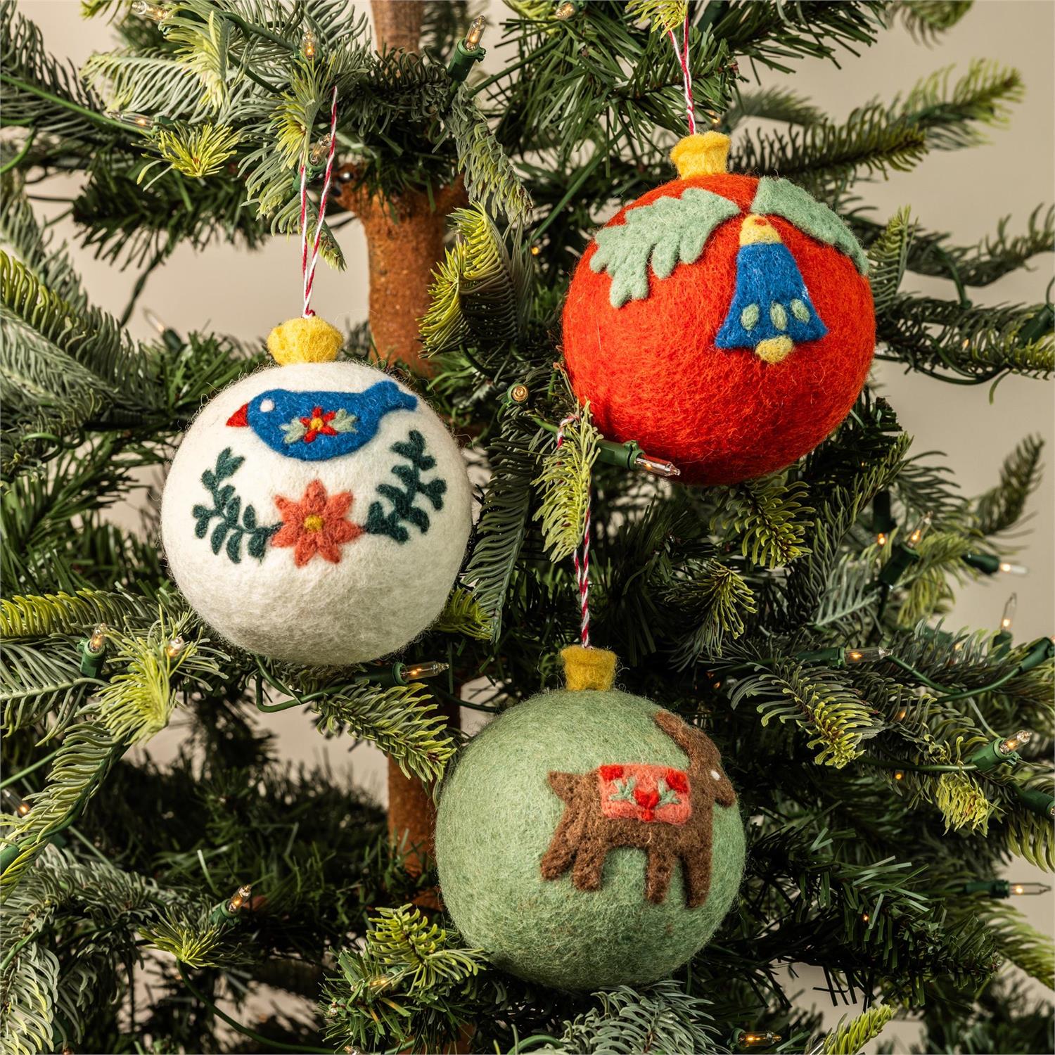Ornaments - Woolen Folk Art Orbs
