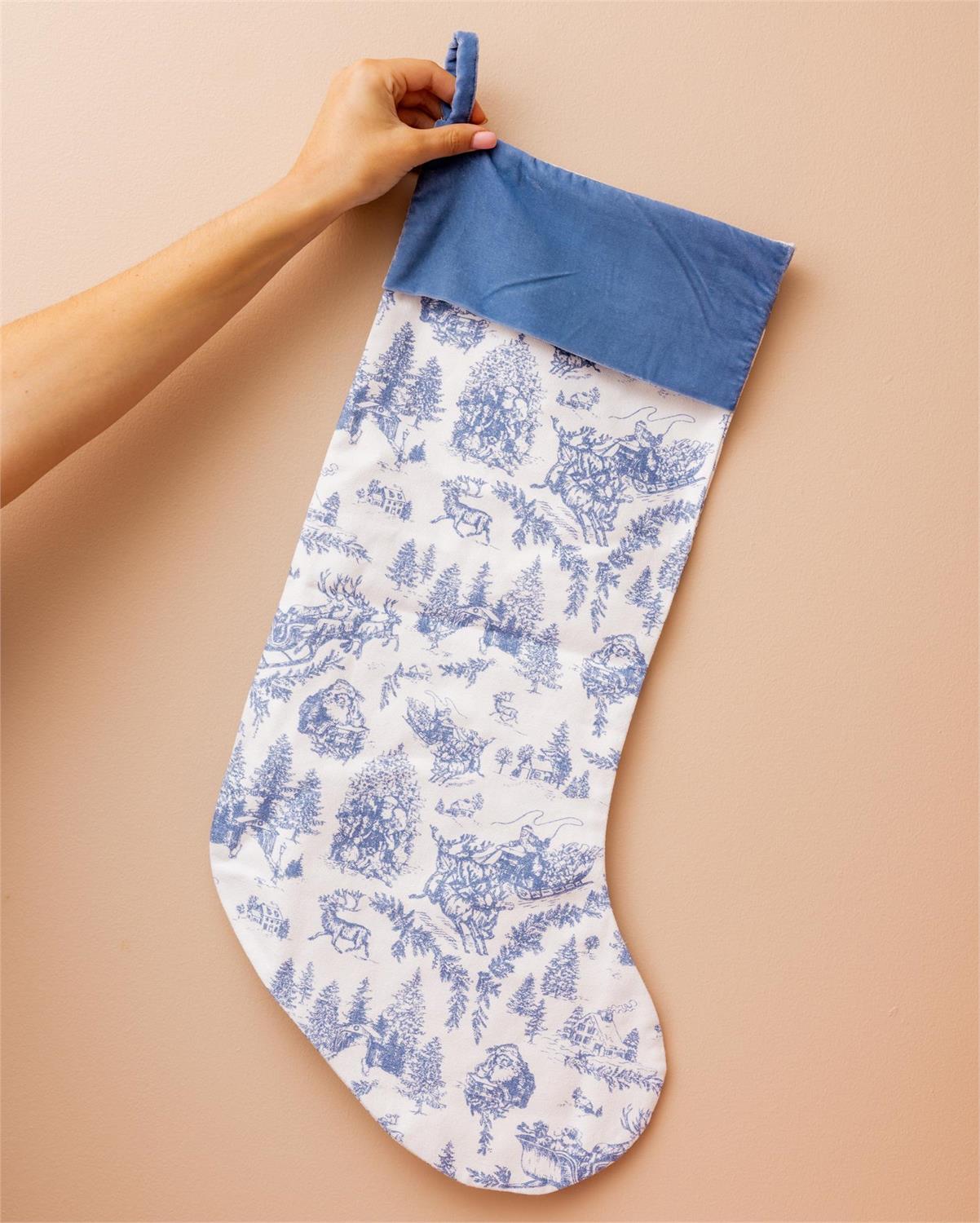 Stocking - Frosted Blue Pine Toile