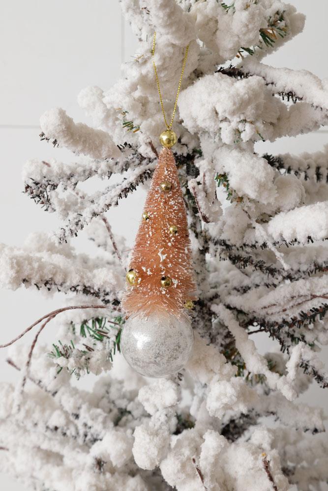 Ornament - Blush Bottle Brush Tree on Ball