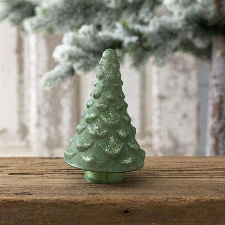 Frosty Green Mercury Glass Tree (S)