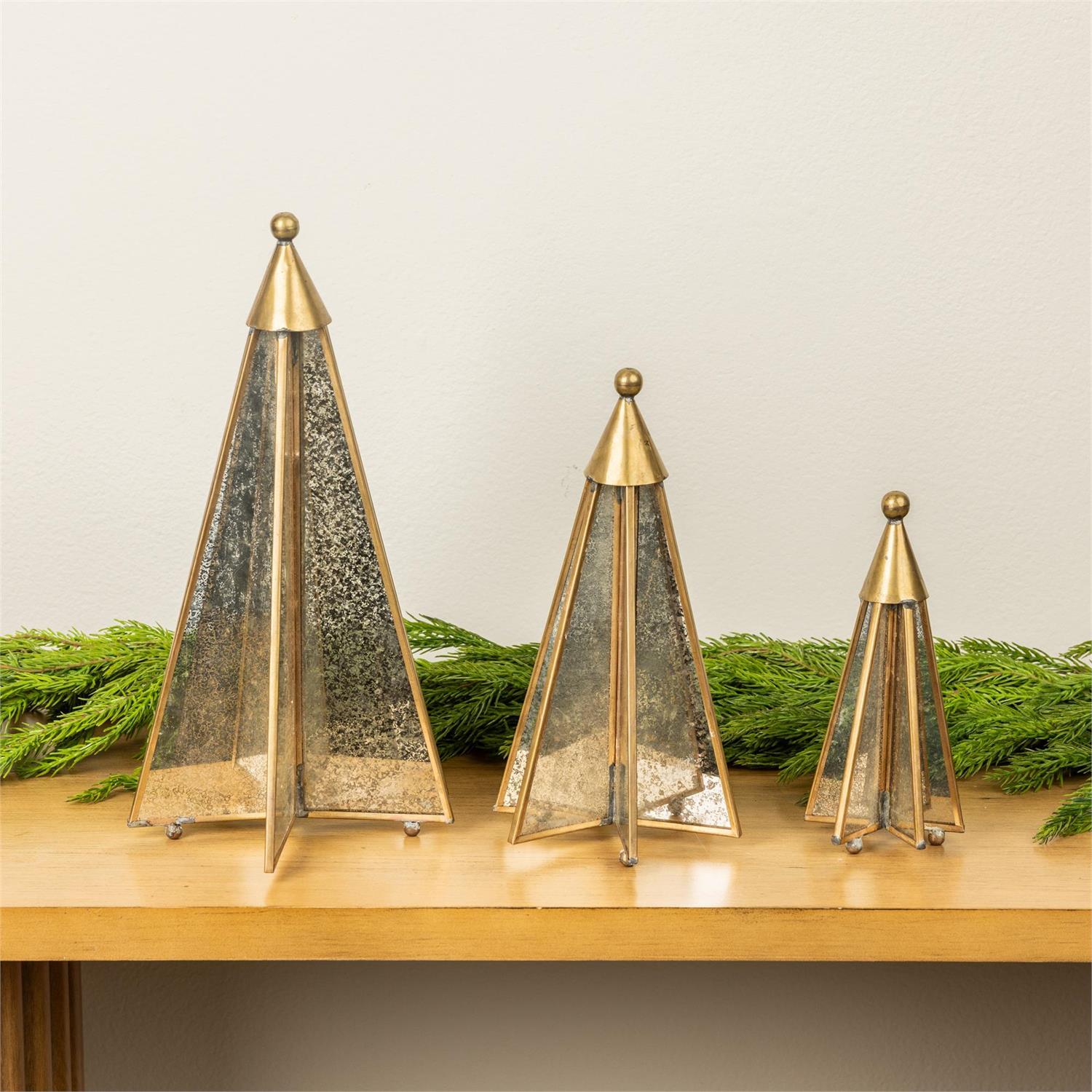 Golden Edge Glass Christmas Trees