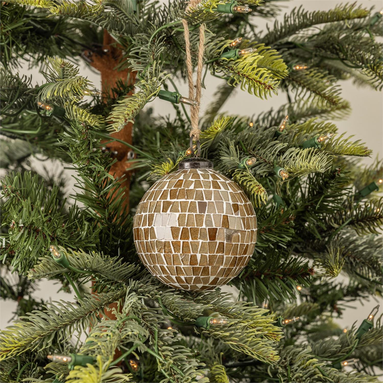 Glass Ornament - Golden Hints Mosaic, Lg