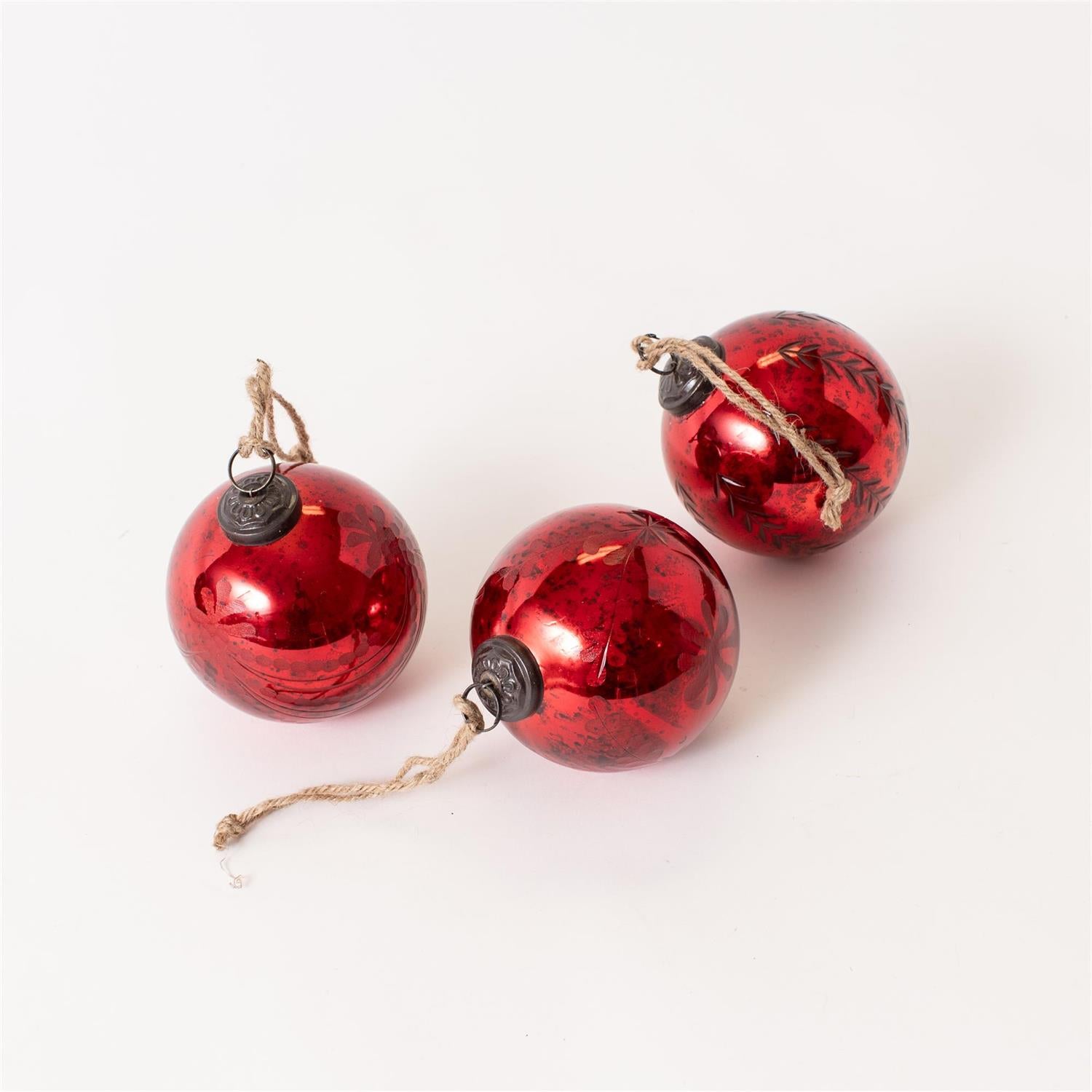 Glass Ornament - Etched Cranberry