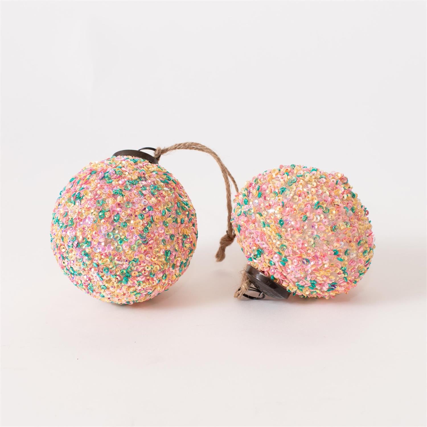 Glass Ornament - Pastel Sequin Sparkle (2 Styles)