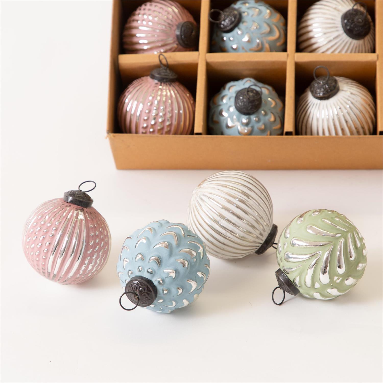 Mini Glass Ornaments - Pastel Textures