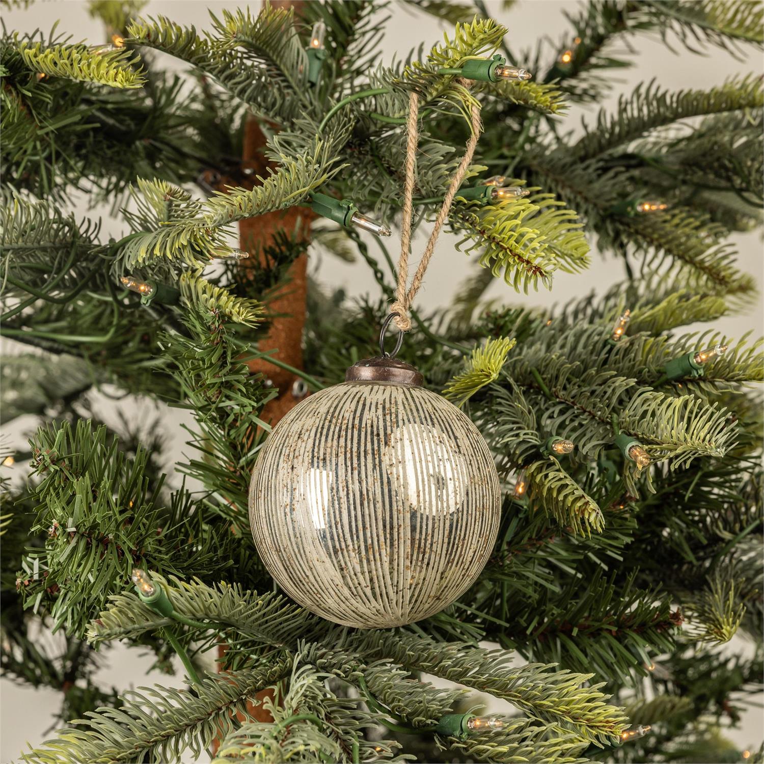 Glass Ornament - Ribbed Golden Mist