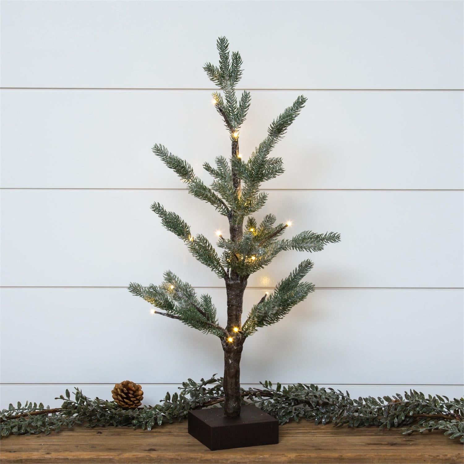 LED Green Frosted Tree with Lights, Sm