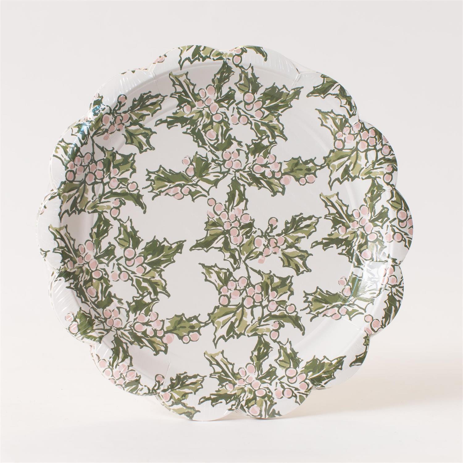 Paper Plates - Frosted Holly - 8 Ct - 6 In
