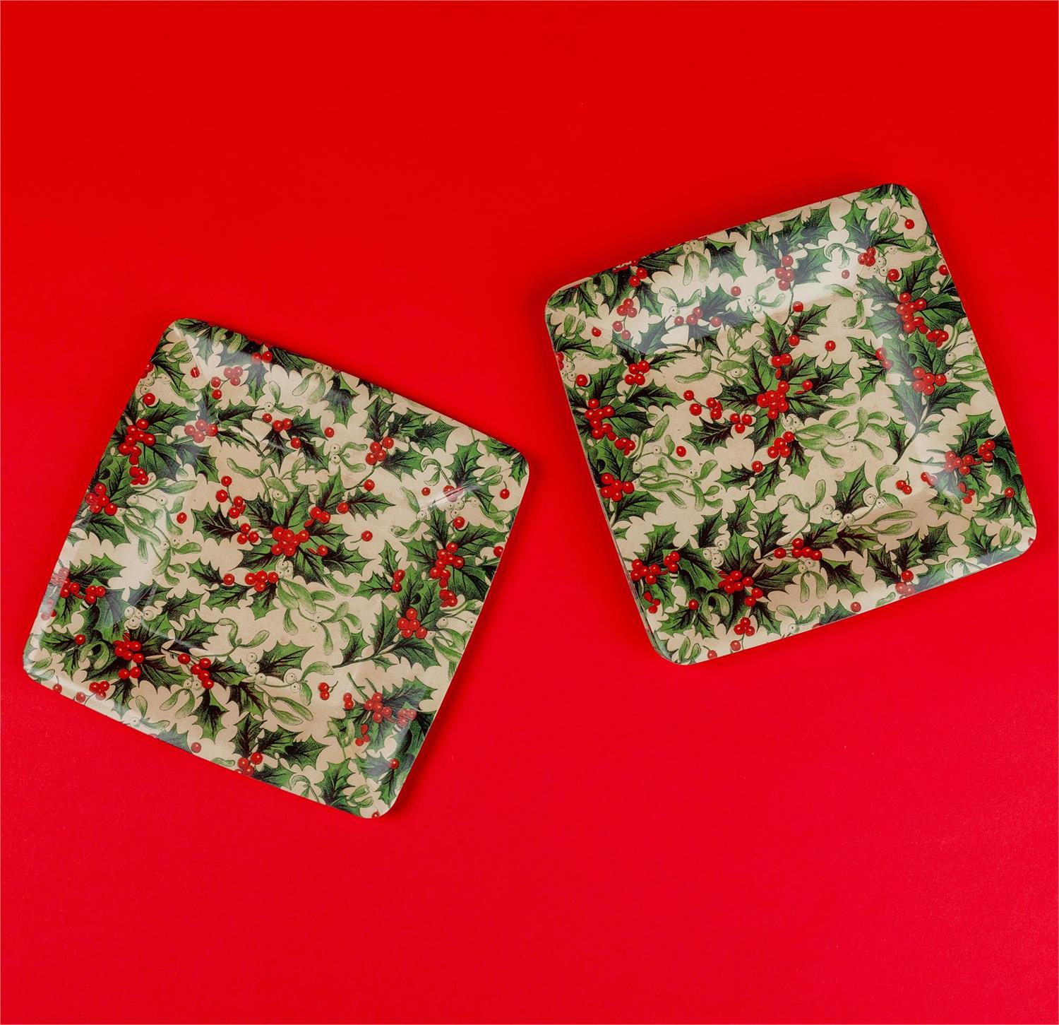 Paper Plates - Vintage Holly Patch - 8 Ct - 7.25 In