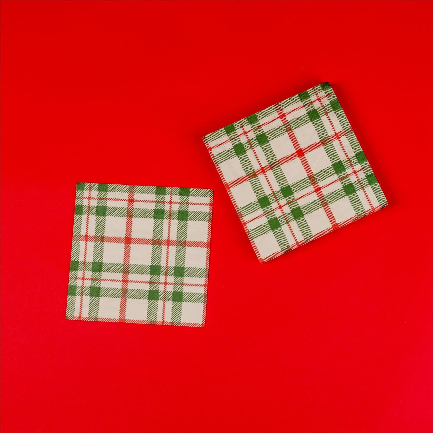 Paper Napkins - Vintage Christmas Plaid - 20 Ct