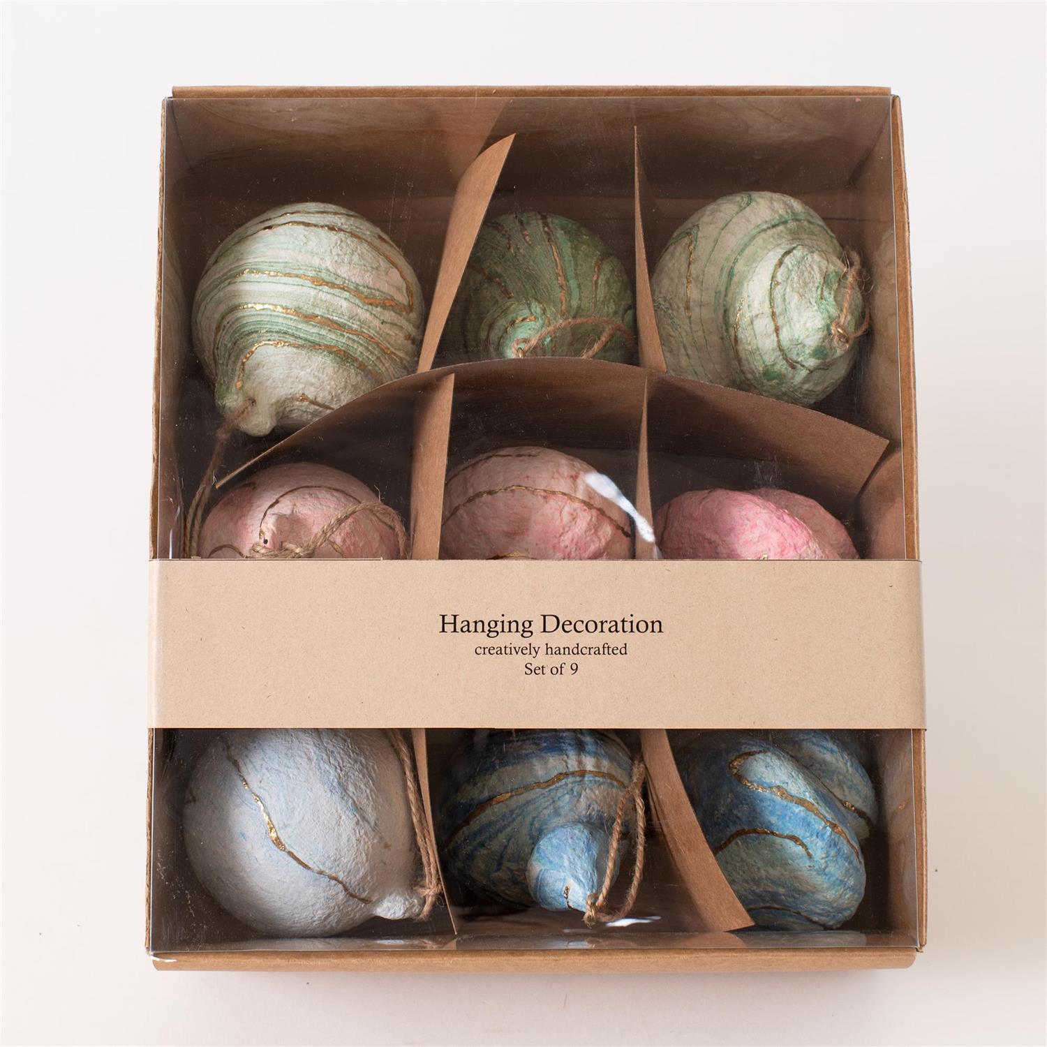 Paper Mache Ornaments - Abstract Brush (Set of 9)