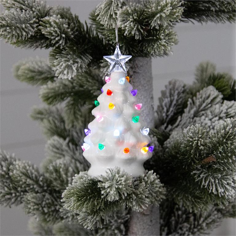 White Ceramic Nostalgic Tree Ornament