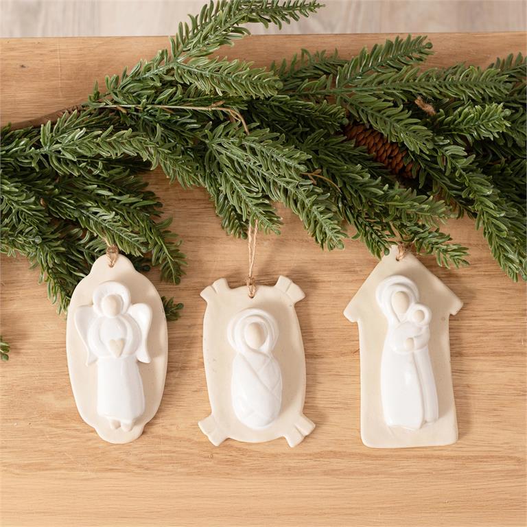 Bisque Nativity Ornament (S/3)