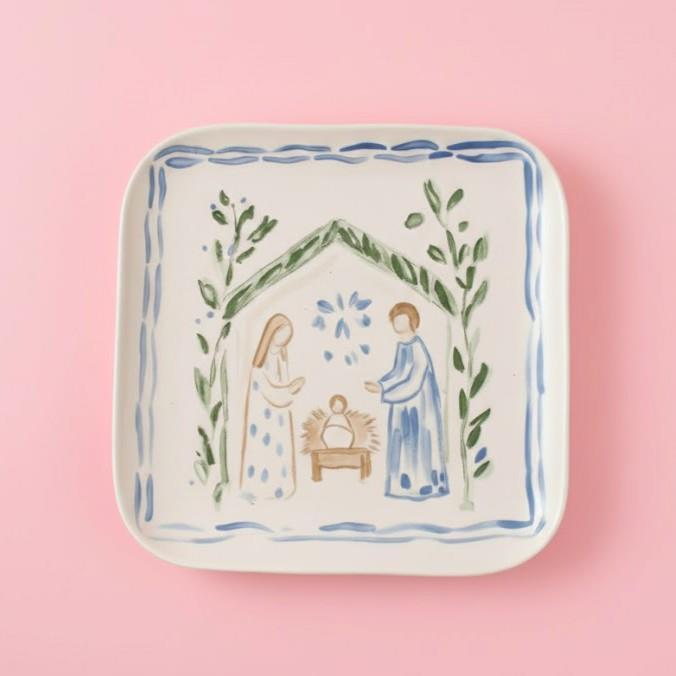 Simple Grace Square Nativity Plate