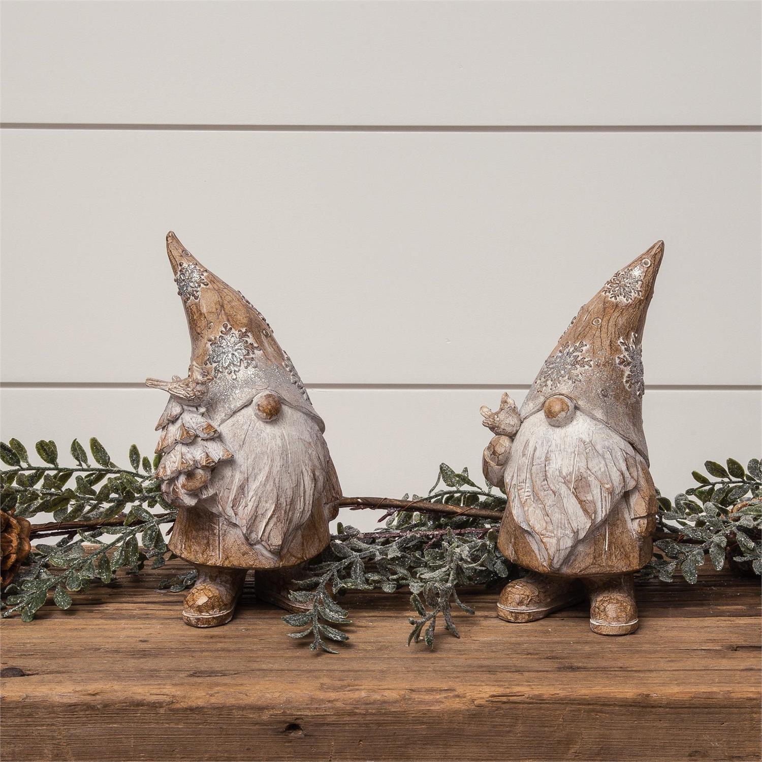 Gnomes, Shimmery Carved Wood Look