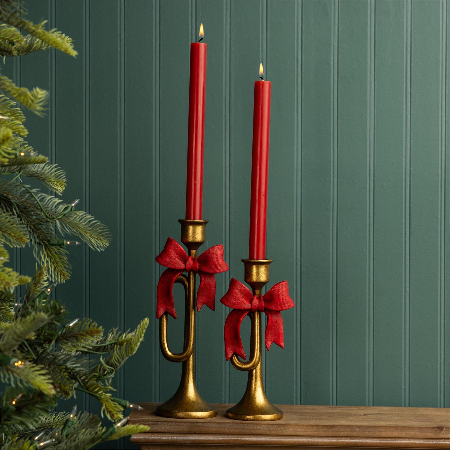 Candle Holder - Holiday Bugle (Set of 2)