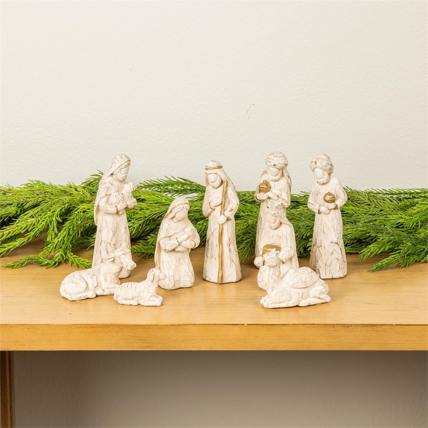 Carved Nativity with Gold Highlights