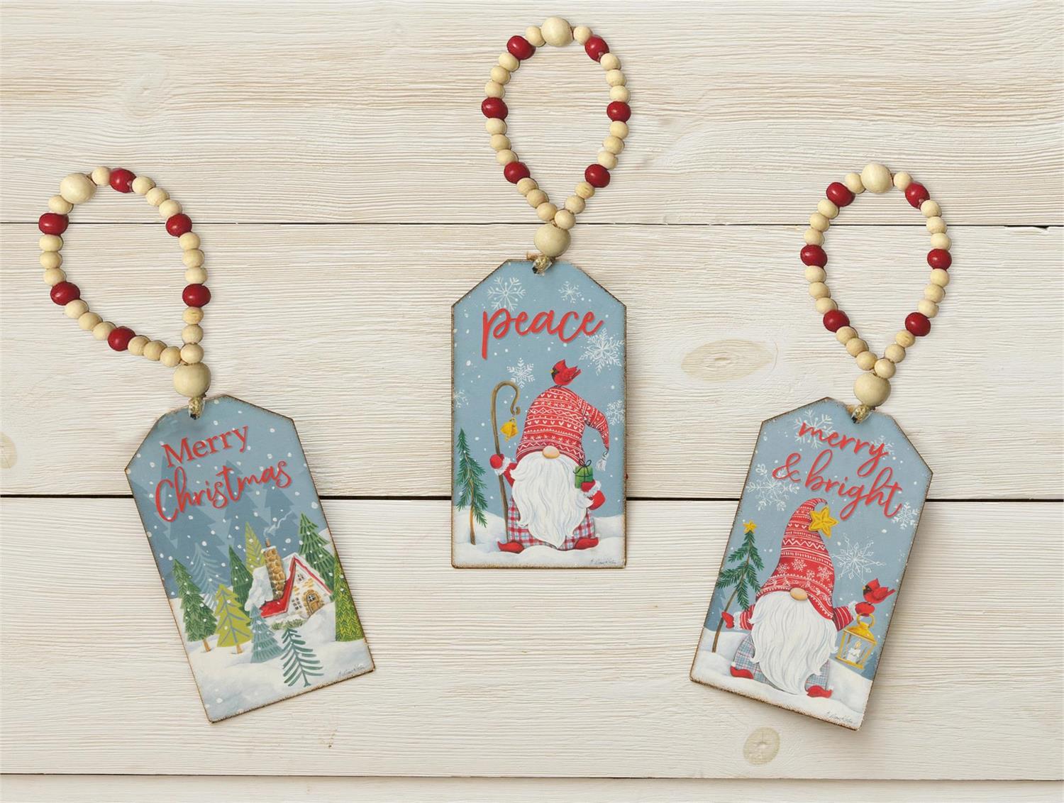 Gnome Ornaments - Merry Christmas, Peace, Merry And Bright