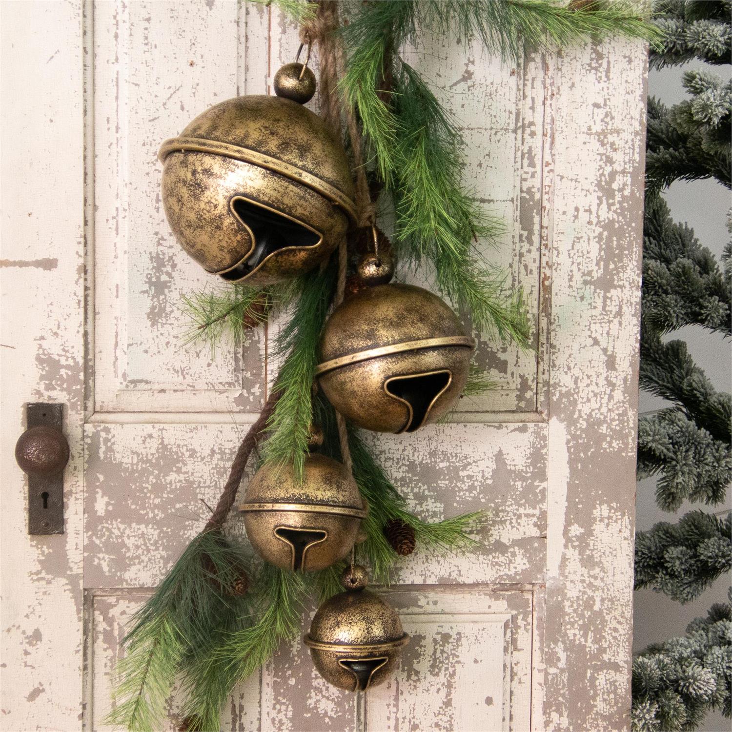 Hanging Antique Gold Bells (4 Bells)
