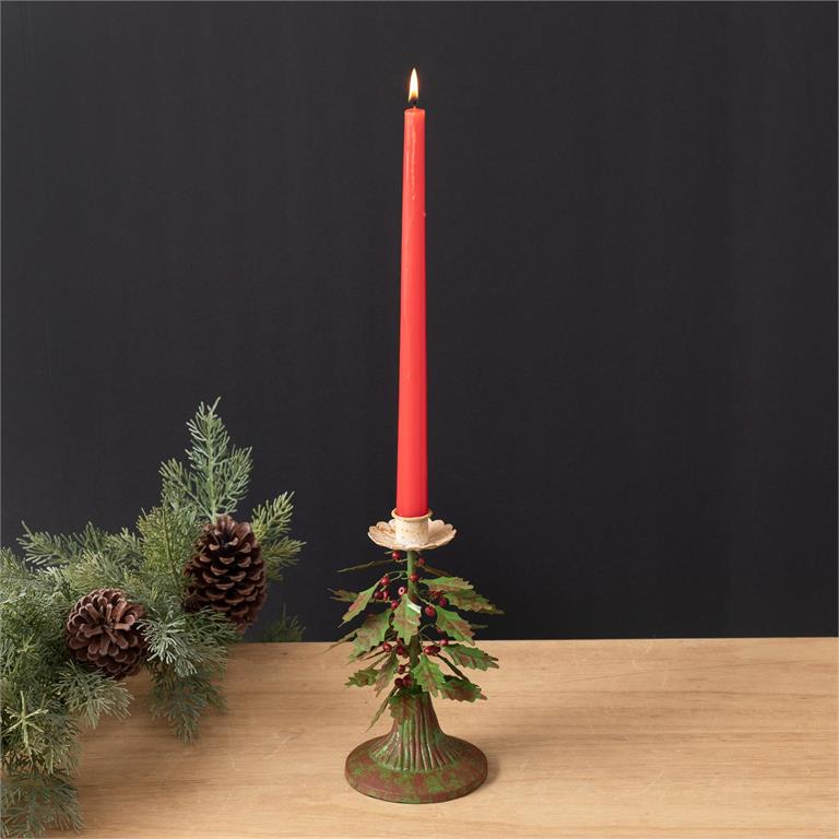 Vintage Holly Candle Holder, Tall