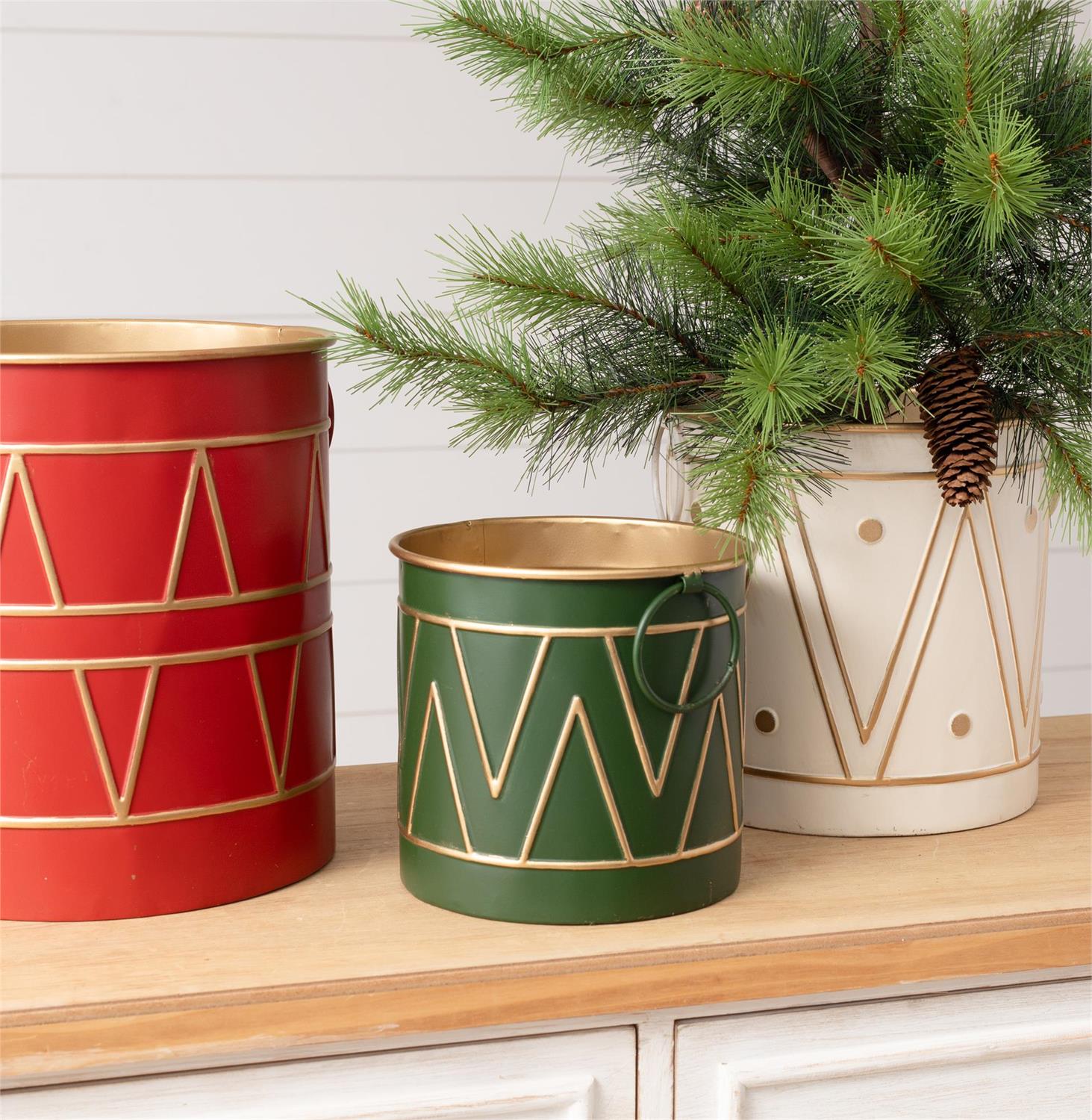 Holiday Drum Metal Buckets (S/3)