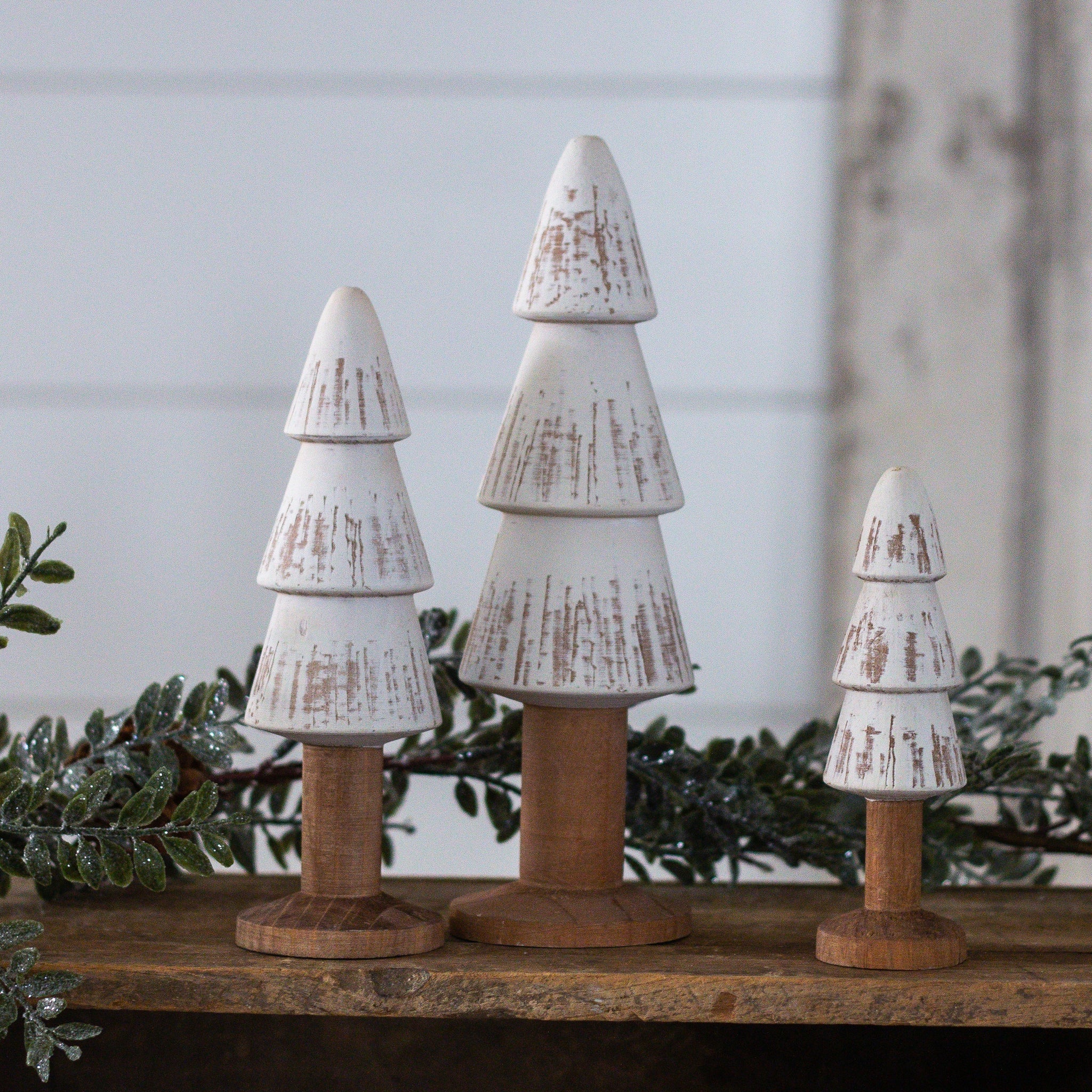 White Washed Wooden Tabletop (S/3)