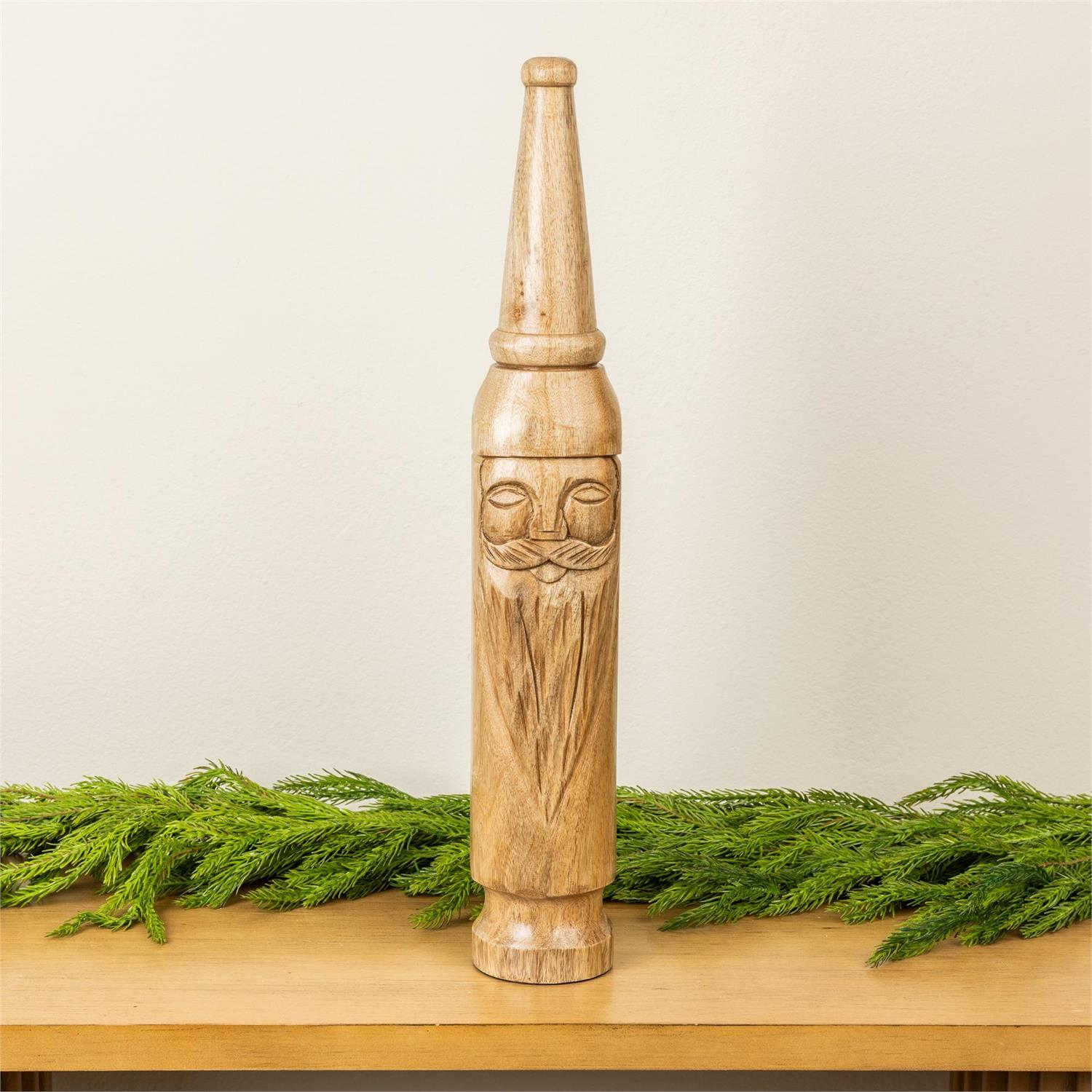Natural Mango Wood Santa Carving