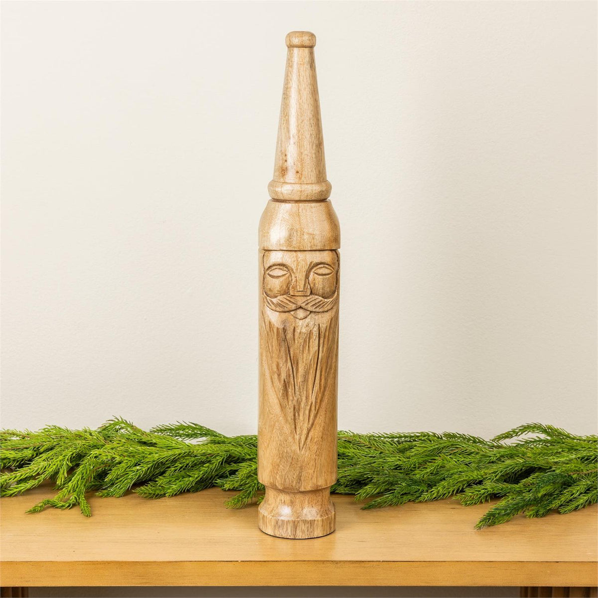 Natural Mango Wood Santa Carving