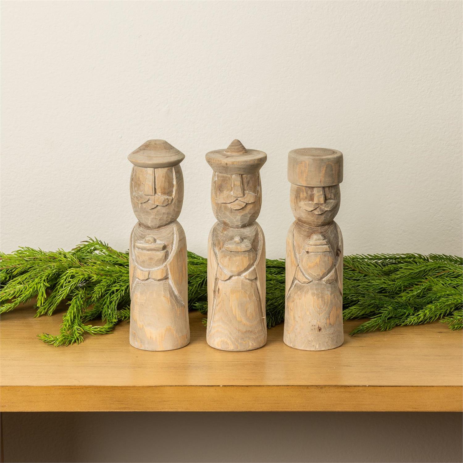 Carved Wooden Wisemen (Set of 3)